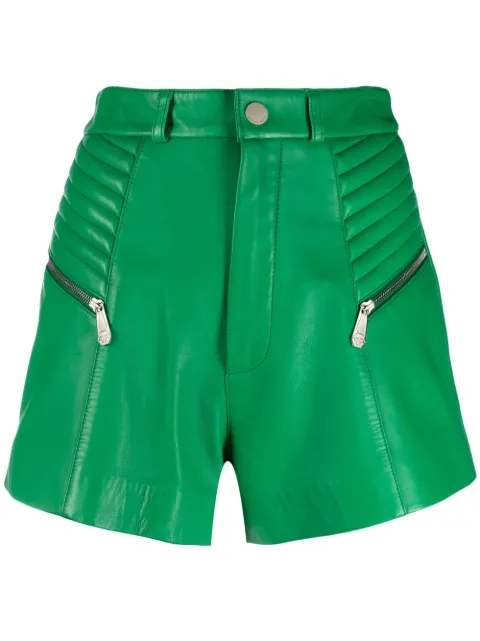 Philipp Plein ribbed high-waist leather shorts