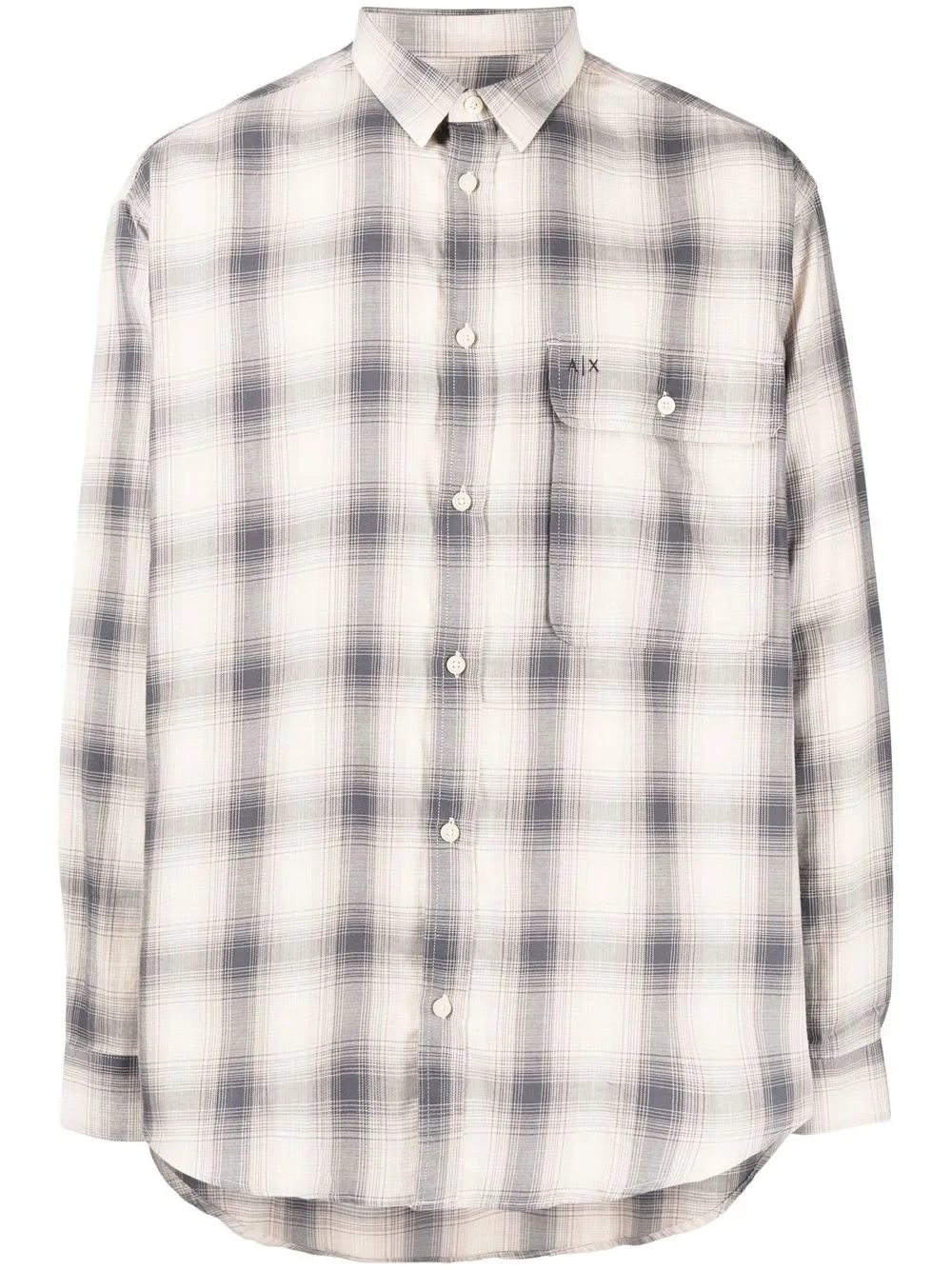 

Armani Exchange embroidered-logo check-pattern shirt - Neutrals