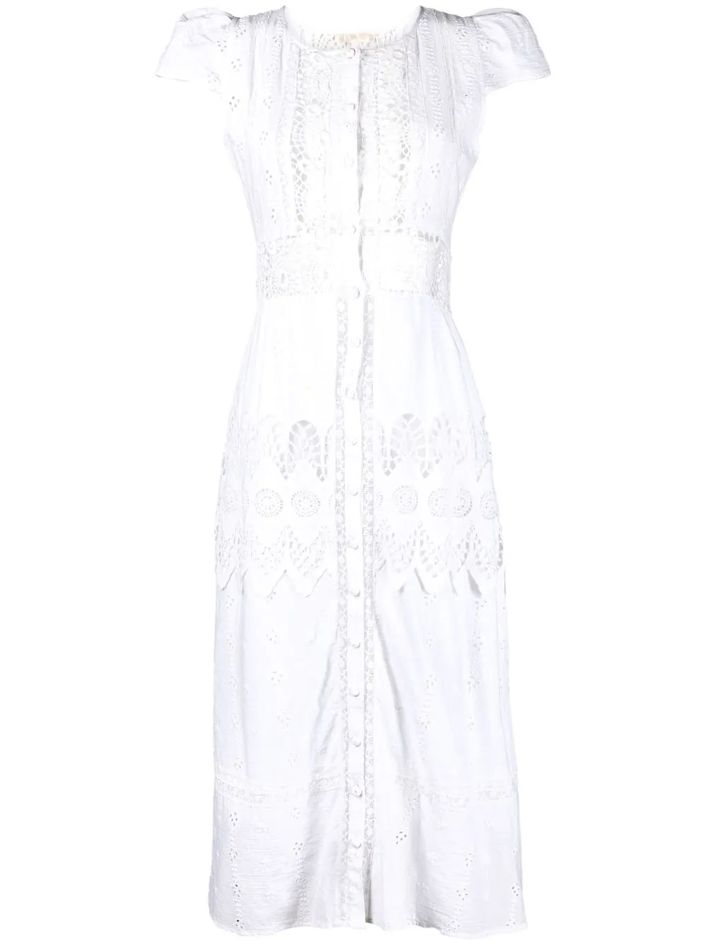 

LoveShackFancy vestido midi Edie - Blanco