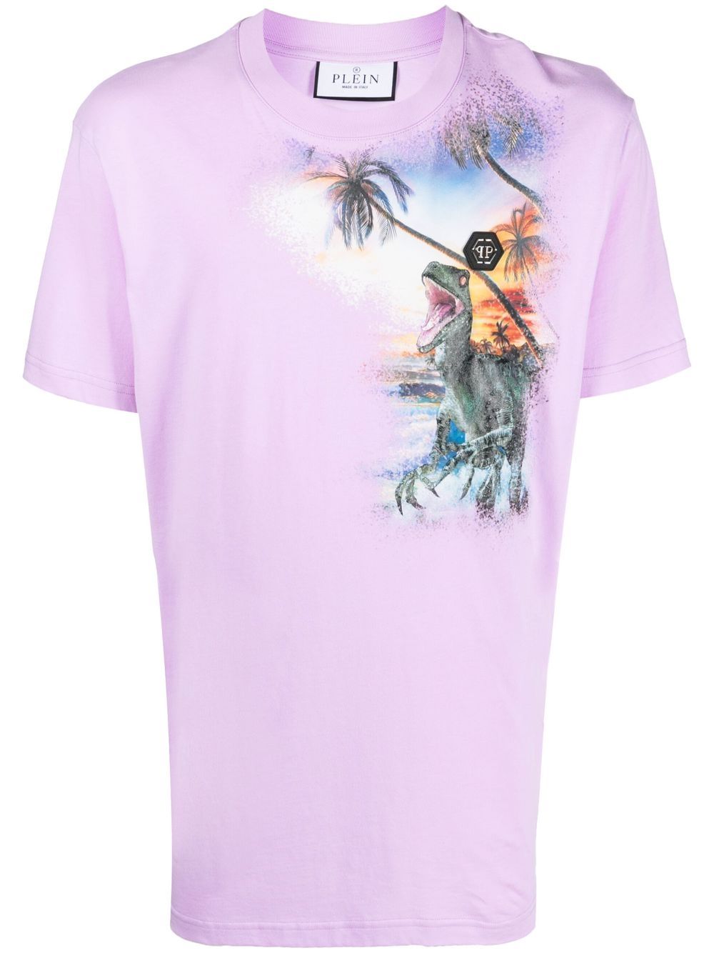 Philipp Plein Hawaii Graphic T-shirt In Purple
