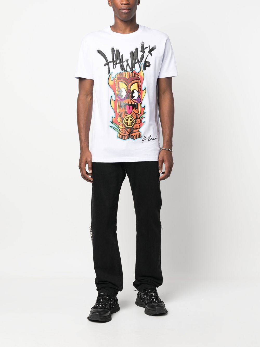 Shop Philipp Plein Pyre Graphic T-shirt In White