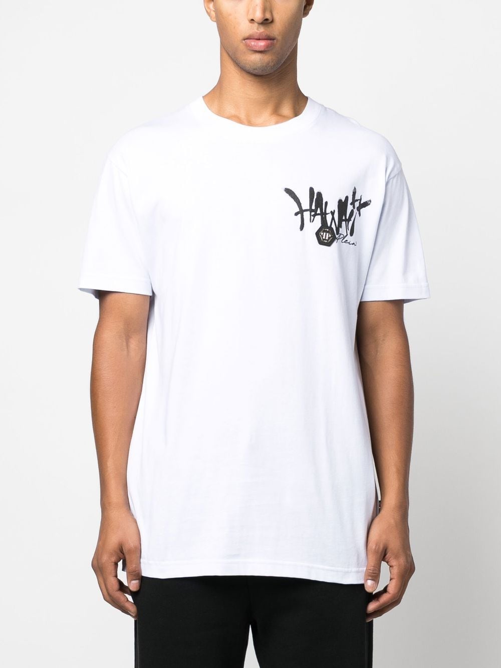 Shop Philipp Plein Hawaii Ss Cotton T-shirt In White