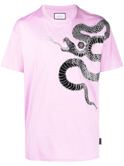 Philipp Plein embellished snake-print T-shirt Men