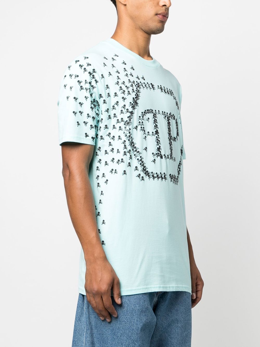 Shop Philipp Plein Skull Bones Logo-print T-shirt In Blue