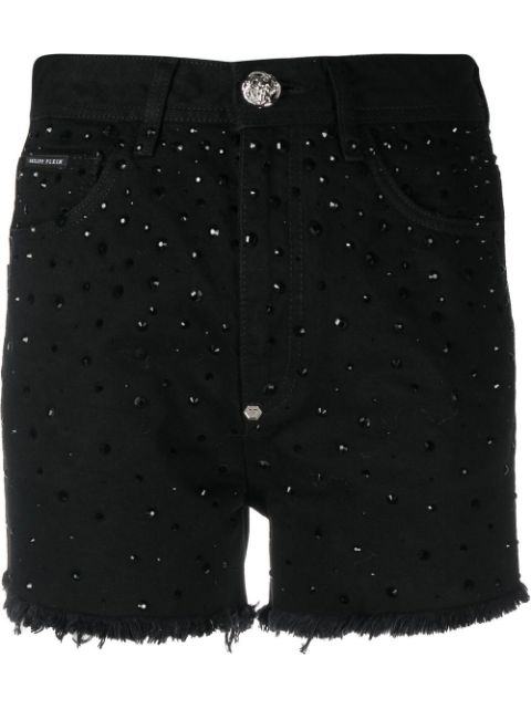 Philipp Plein logo-patch crystal-embellished shorts Women