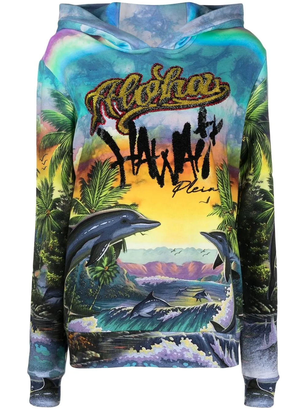 

Philipp Plein Hawaii-print embellished hoodie - Blue