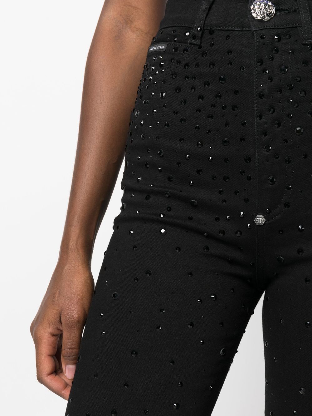 Shop Philipp Plein Rhinestone-embellished Skinny Jeans In Black