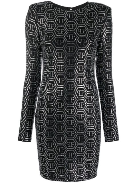 Philipp Plein sequin-embellished monogram mini dress Women