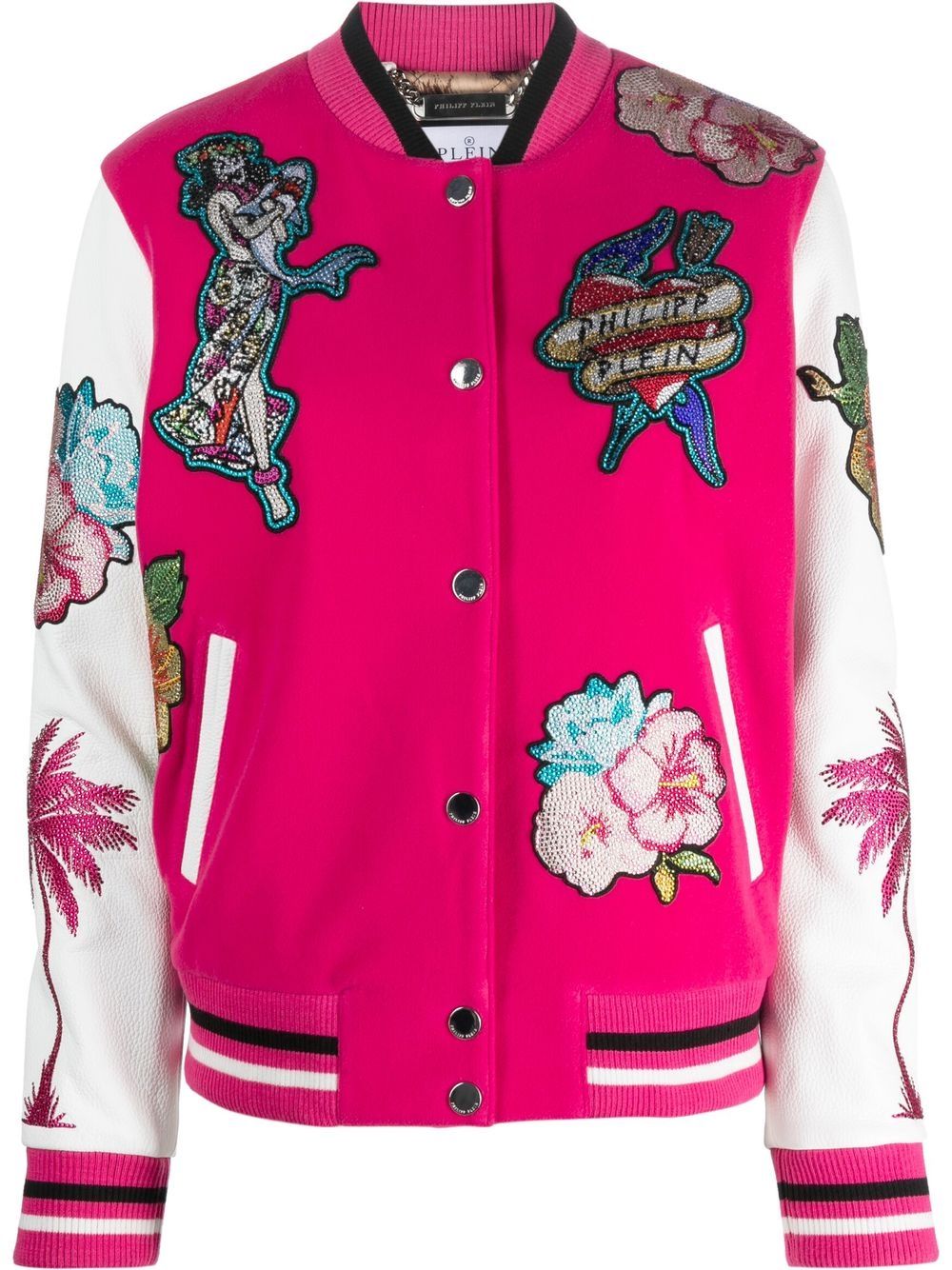 Philipp Plein Hawaii-print Bomber Jacket In Pink