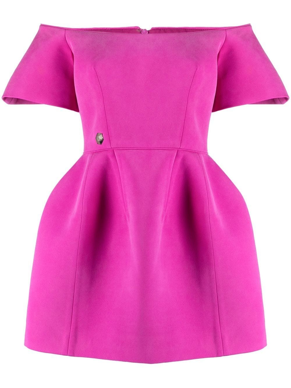 Philipp Plein Off-shoulder Silk Mini Dress In Pink