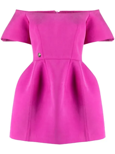 Philipp Plein off-shoulder silk mini dress