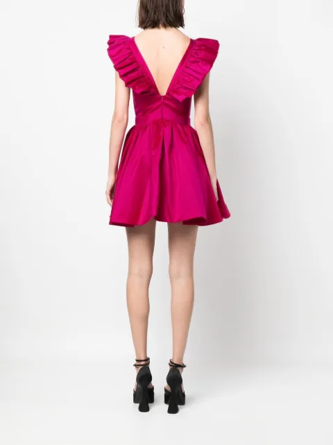 Philipp Plein ruffled-sleeve silk mini dress SACCWRG2558PTE028N - 3