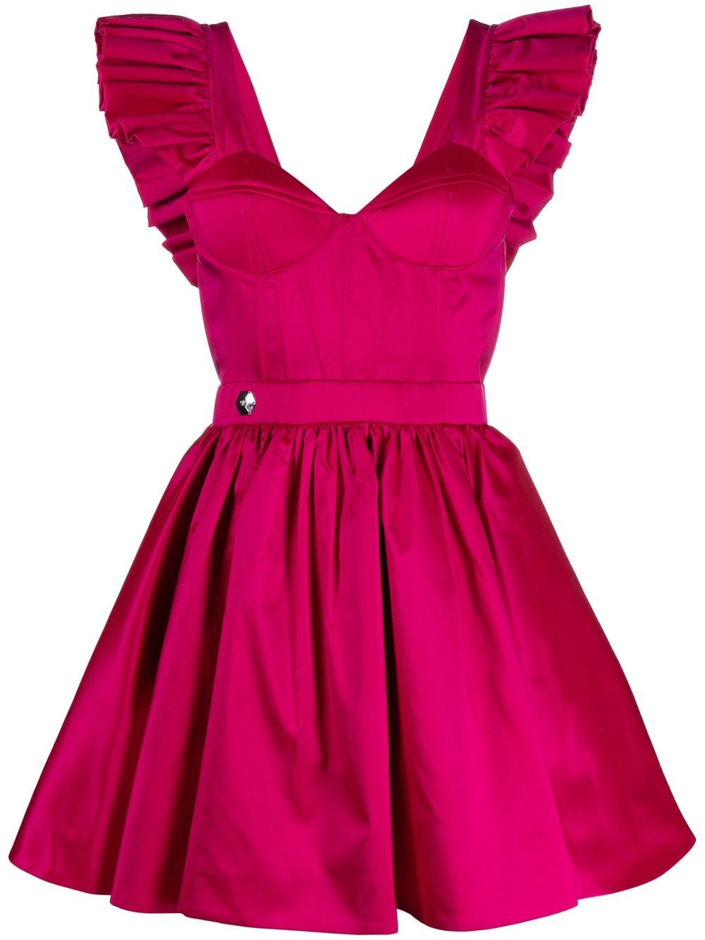 Philipp Plein Ruffled-sleeve Silk Mini Dress In Pink