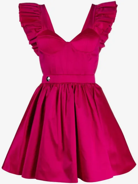Philipp Plein ruffled-sleeve silk mini dress