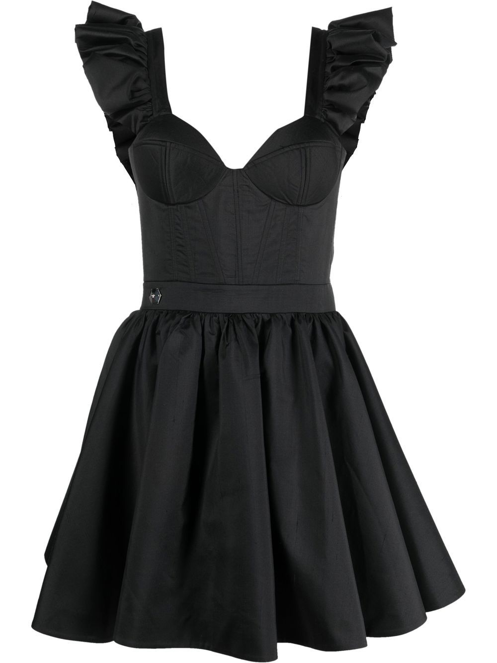Philipp Plein Ruffled Mini Dress In Black