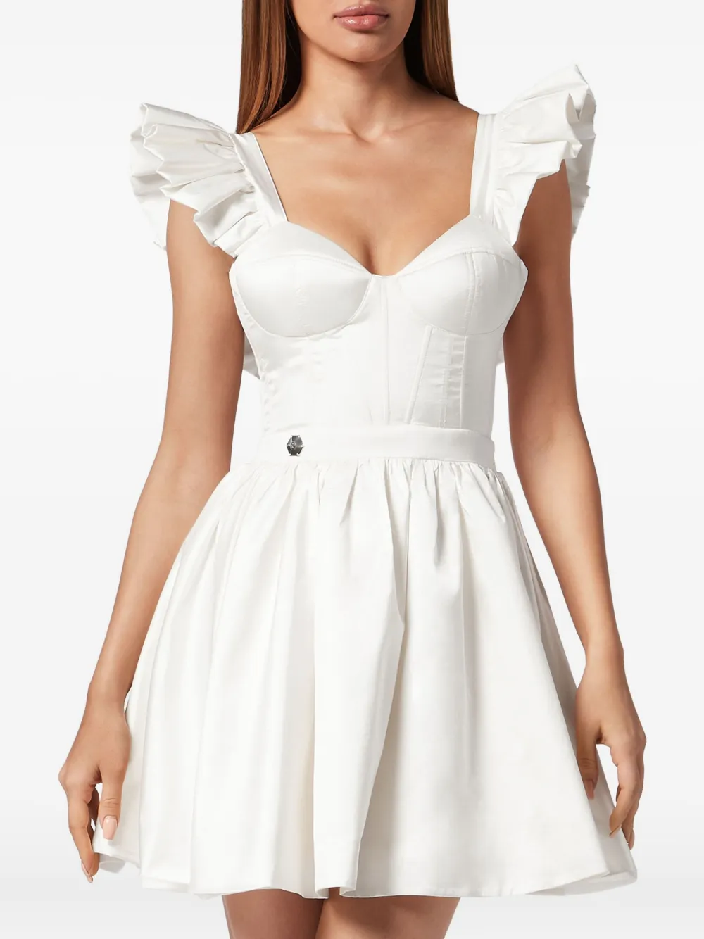 Philipp Plein Mini-jurk met ruches Wit