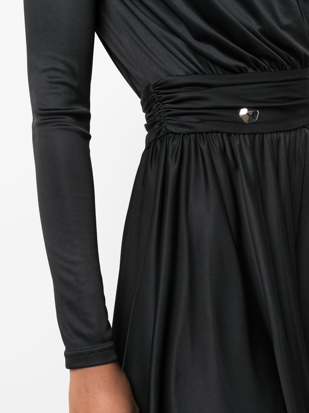 Shop Philipp Plein Pleated One-shoulder Dress In Black