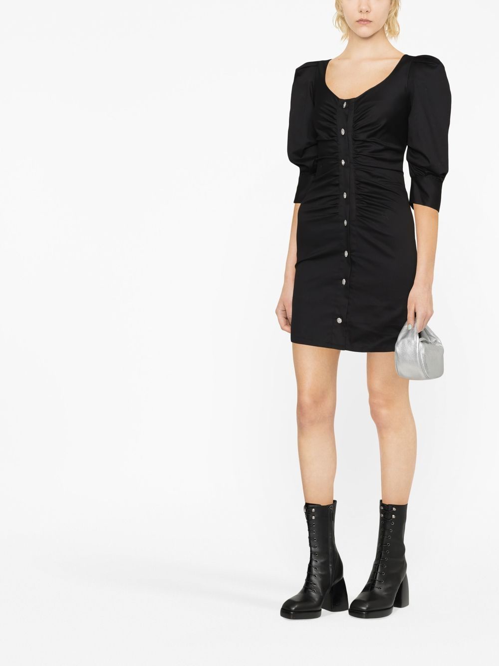 Shop Philipp Plein Crystal-embellished Ruched Mini Dress In Black