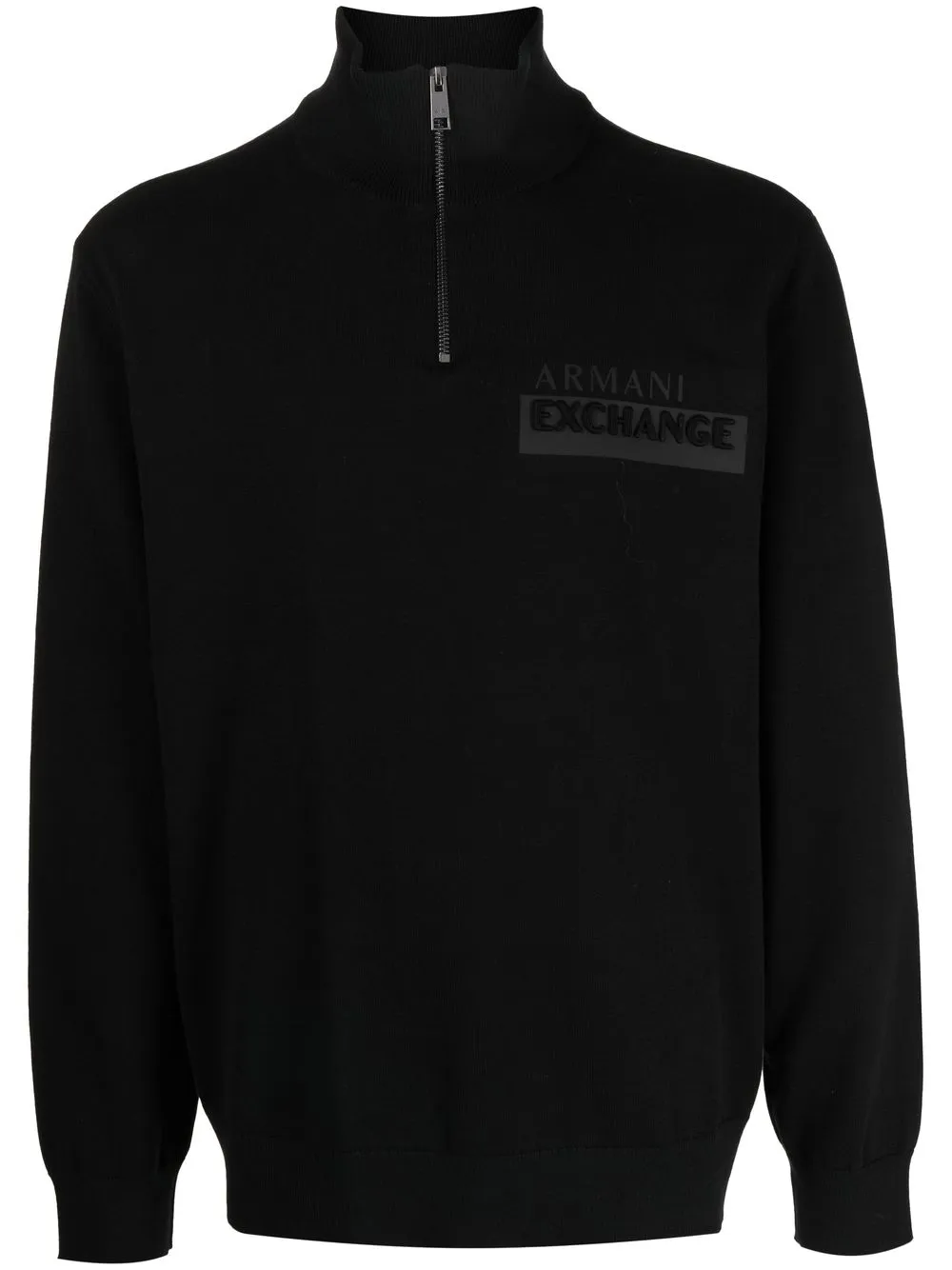 

Armani Exchange logo-embossed knitted pullover - Black