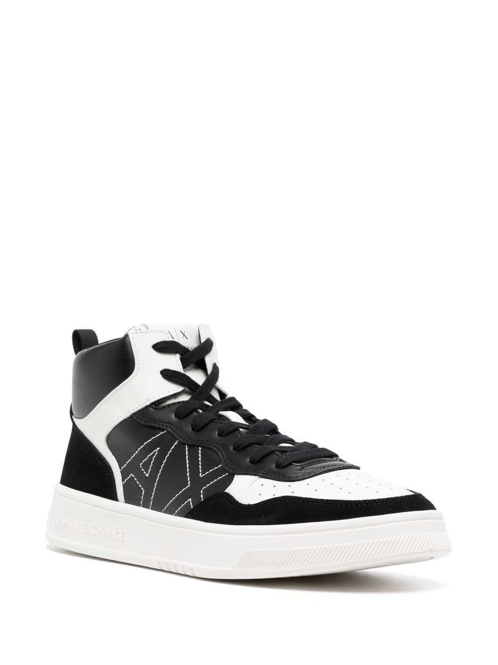 Shop Armani Exchange Two-tone High-top Sneakers In Black