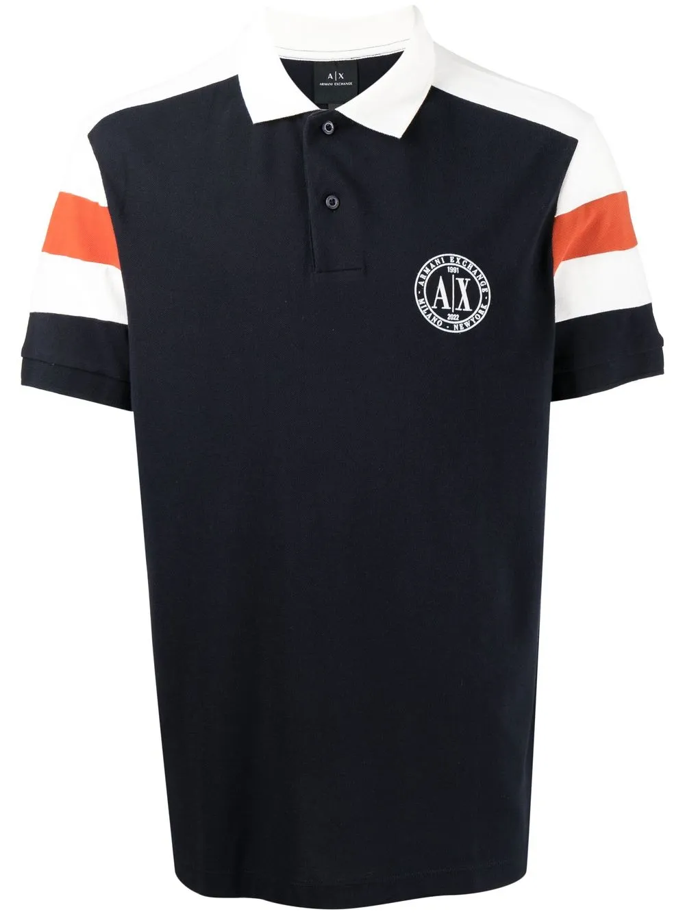 

Armani Exchange playera tipo polo con logo en el pecho - Azul