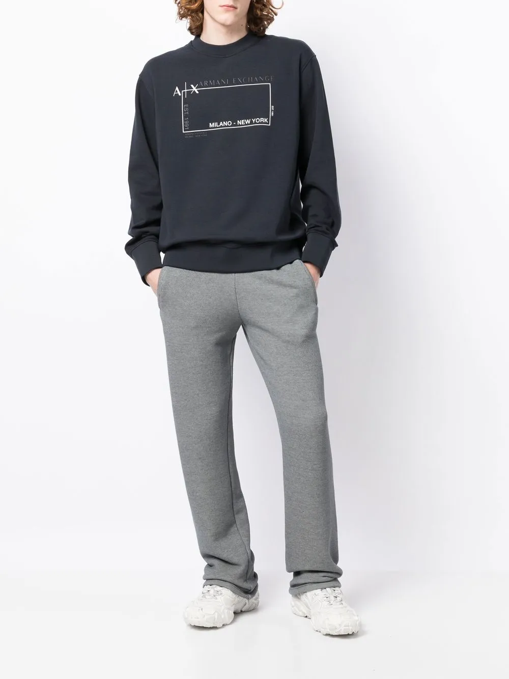 Armani Exchange Sweater met logo - Blauw