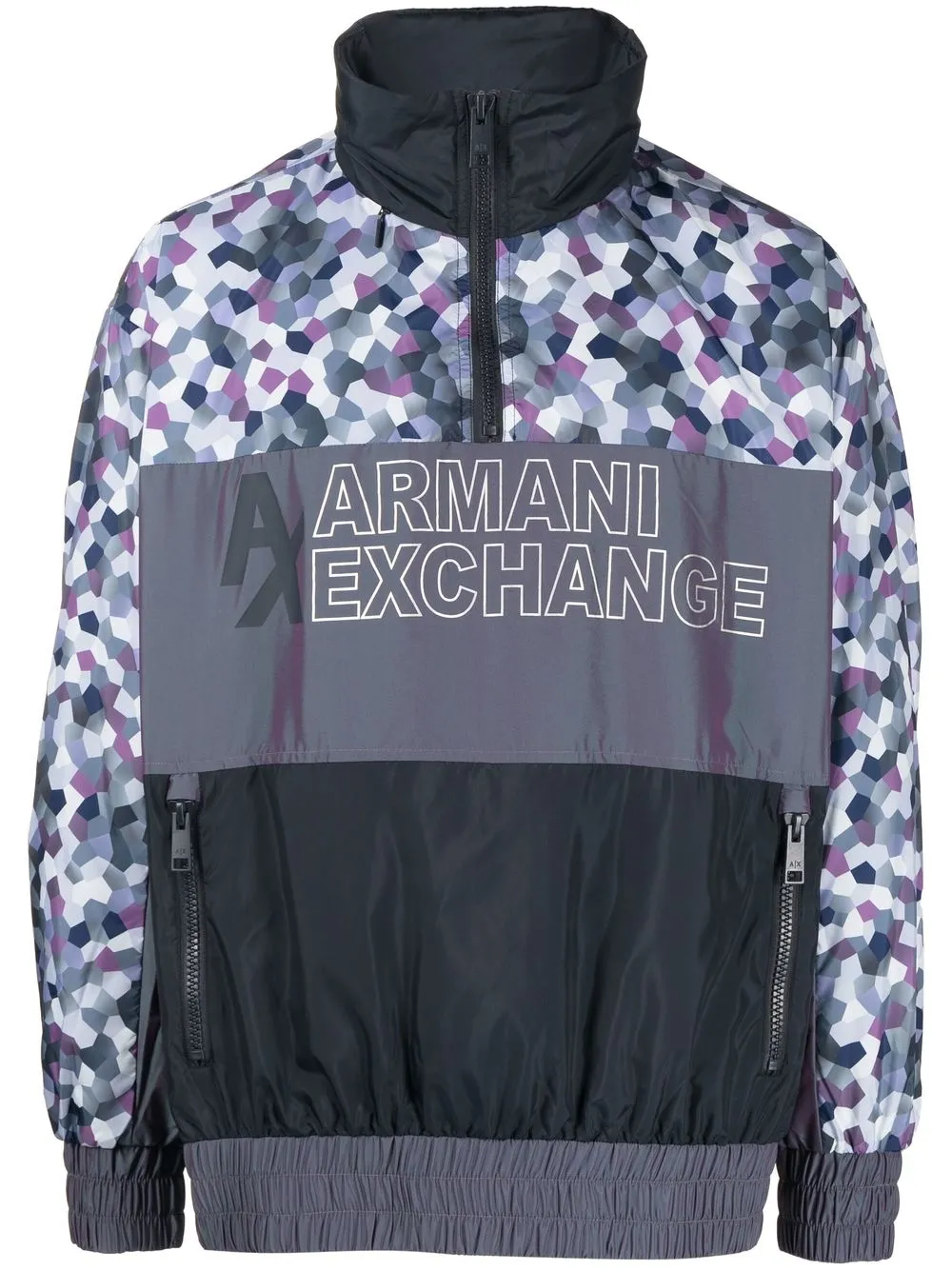 

Armani Exchange chamarra con logo y cierre - Gris