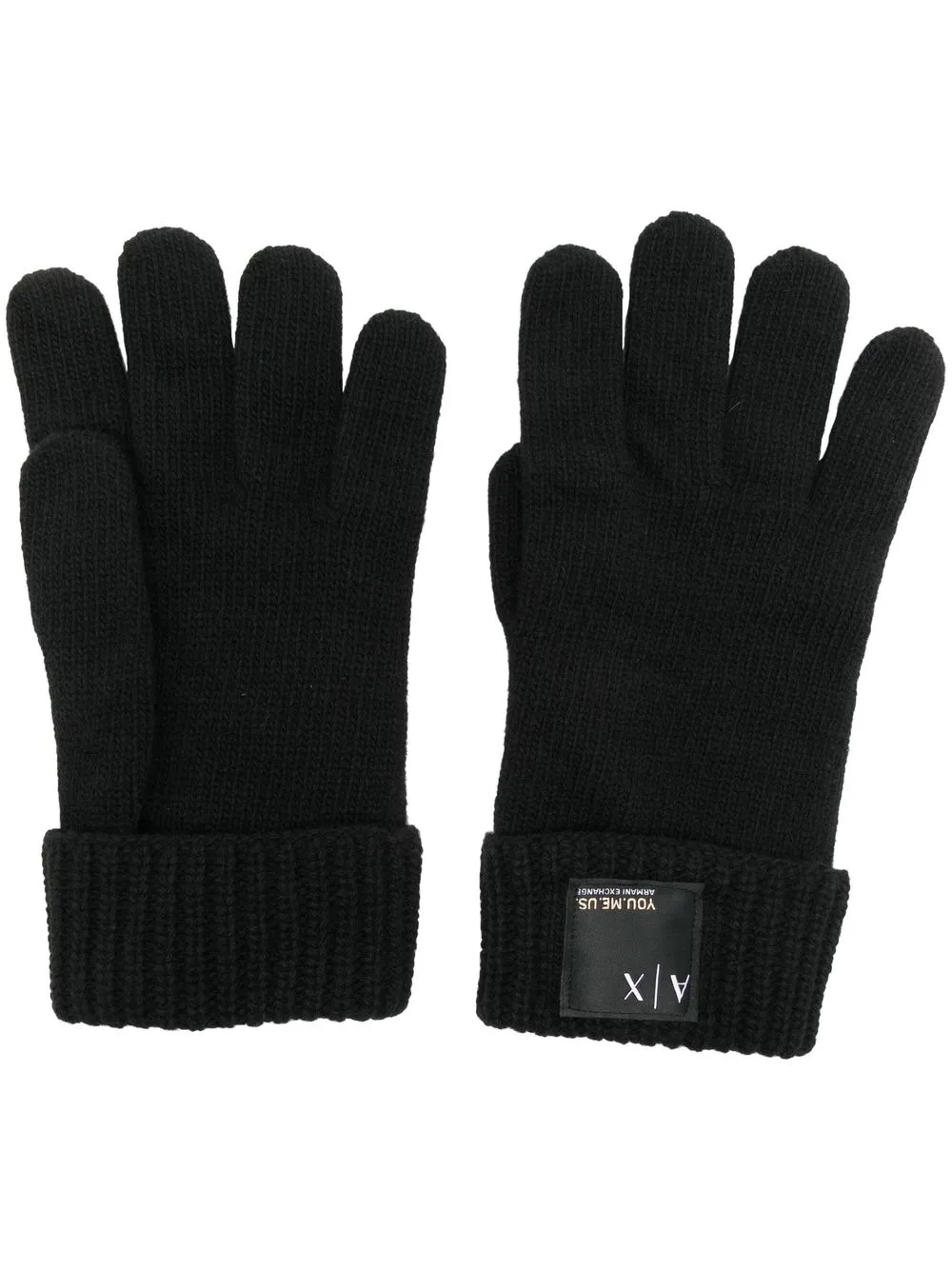 

Armani Exchange logo-patch wool-blend gloves - Black