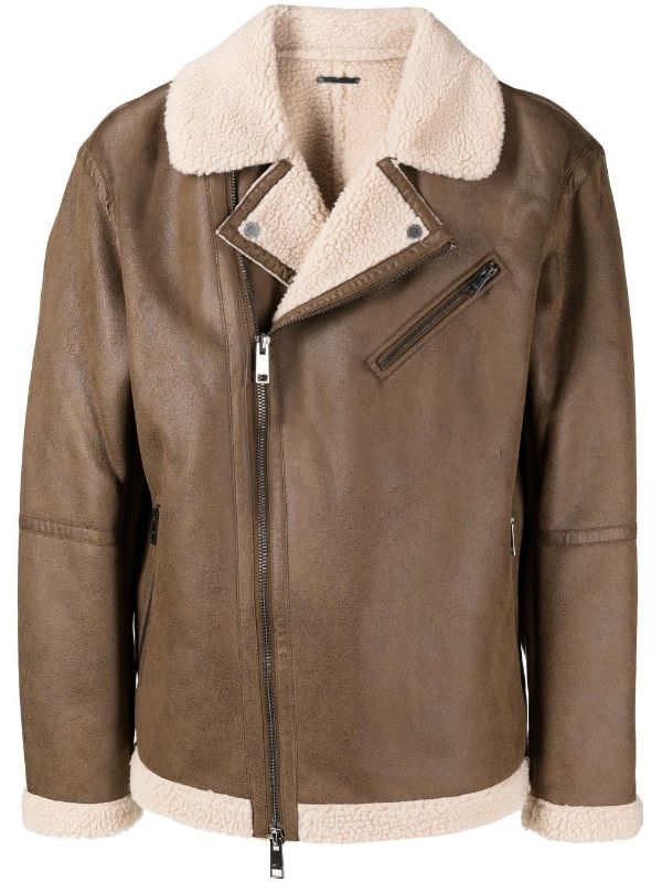 Armani Exchange faux-shearling Trimmed Zipped Jacket - Farfetch