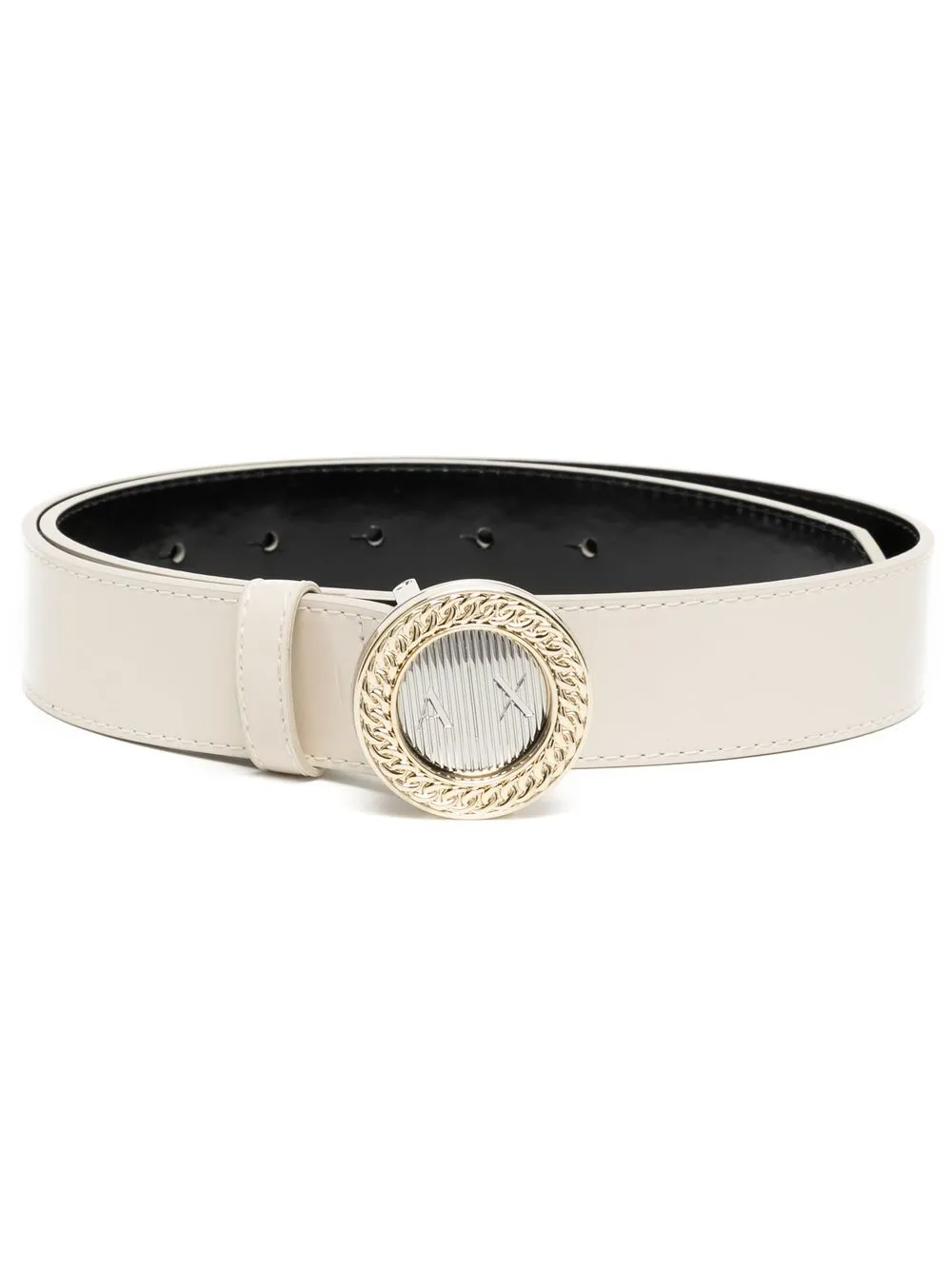 

Armani Exchange two-tone logo-buckle belt - Black