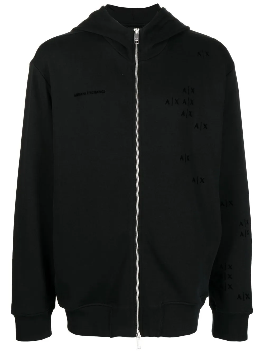 

Armani Exchange hoodie con logo estampado y cierre - Negro