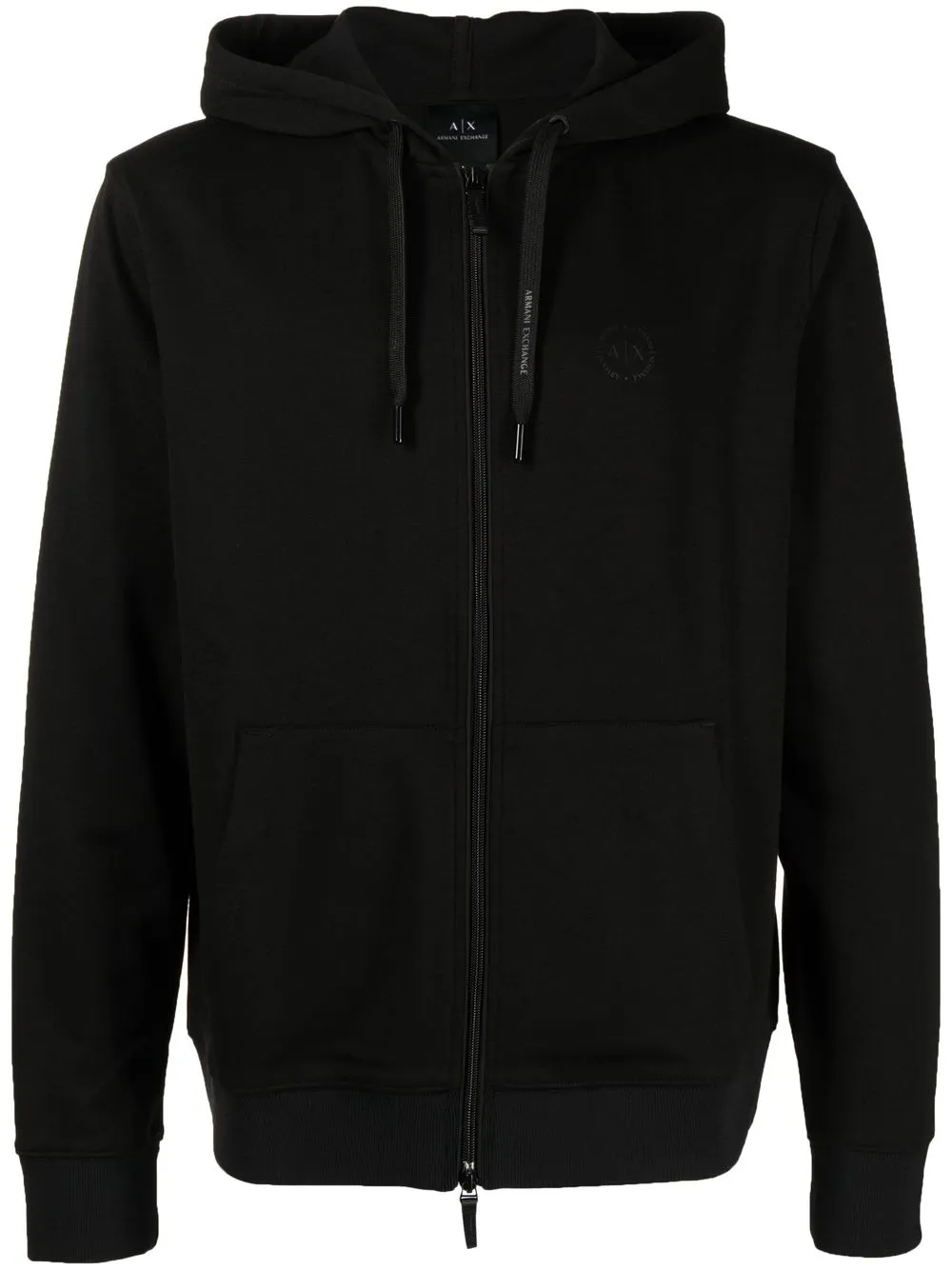 

Armani Exchange hoodie con logo bordado y cierre - Negro