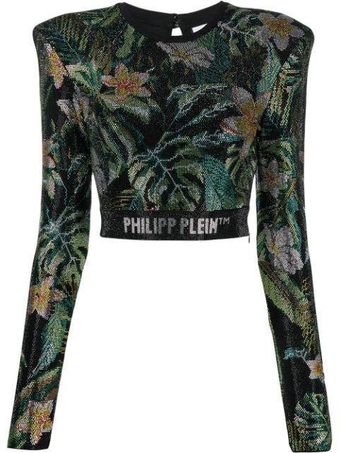 Philipp Plein crystal-embellished long-sleeved top Women