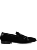 Philipp Plein 20mm skull-embroidered velvet loafers - Black