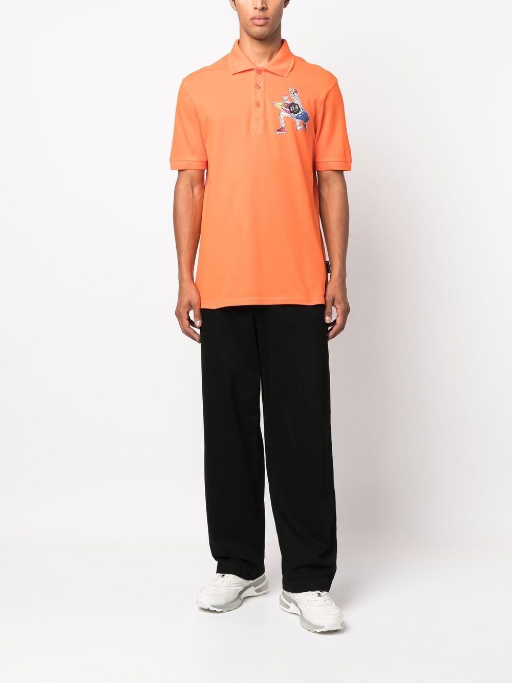Shop Philipp Plein Graphic-print Polo Shirt In Orange