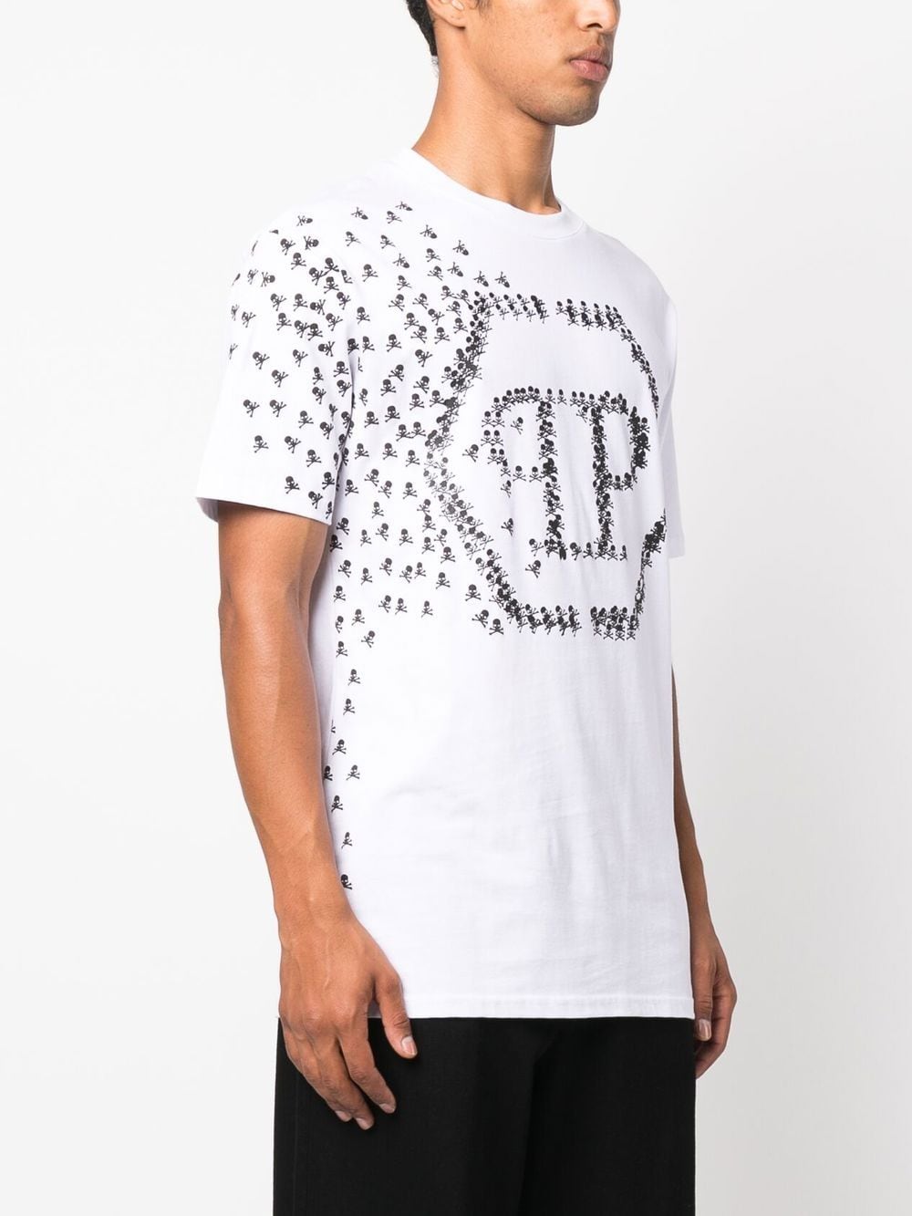 Shop Philipp Plein Skull Bones Logo-print T-shirt In White