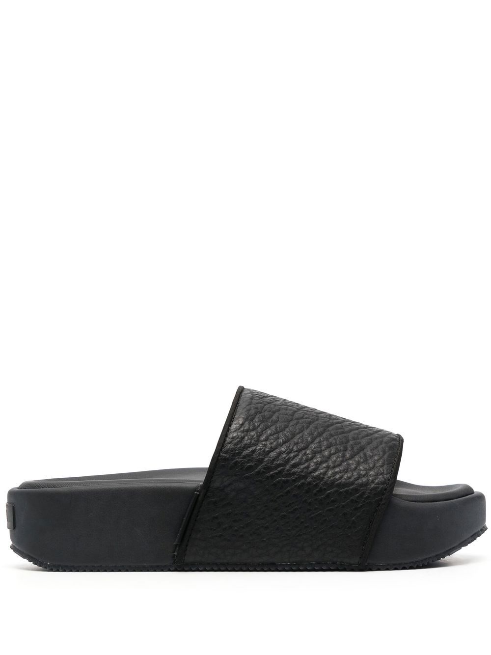 Y-3 pebbled open-toe slides - Black