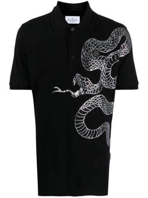 Affordable Philipp Plein graphic snake polo shirt Men