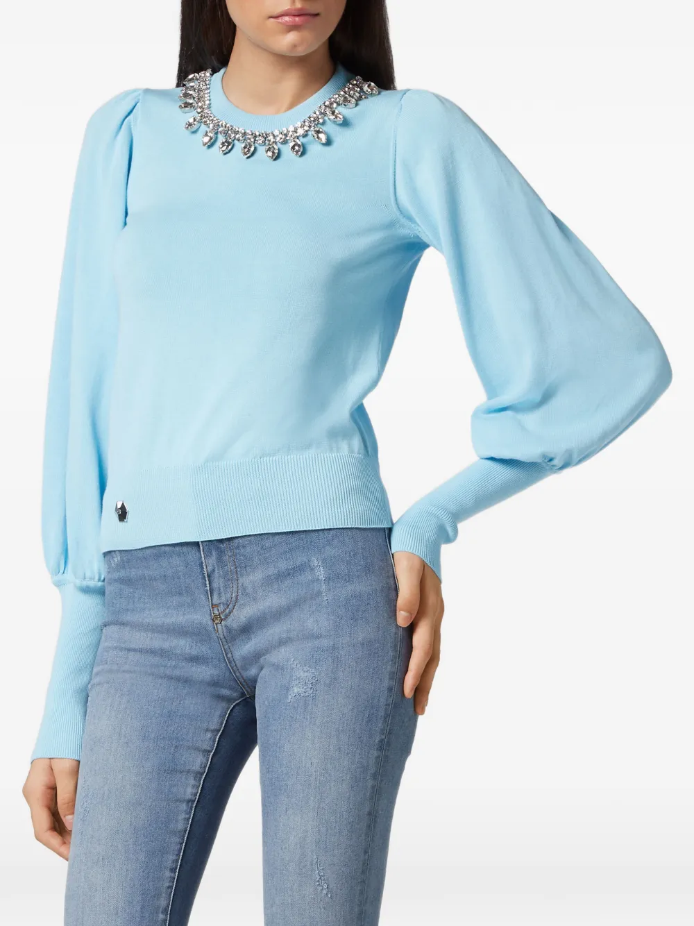  Philipp Plein Pullover Mit Strass   Blau 