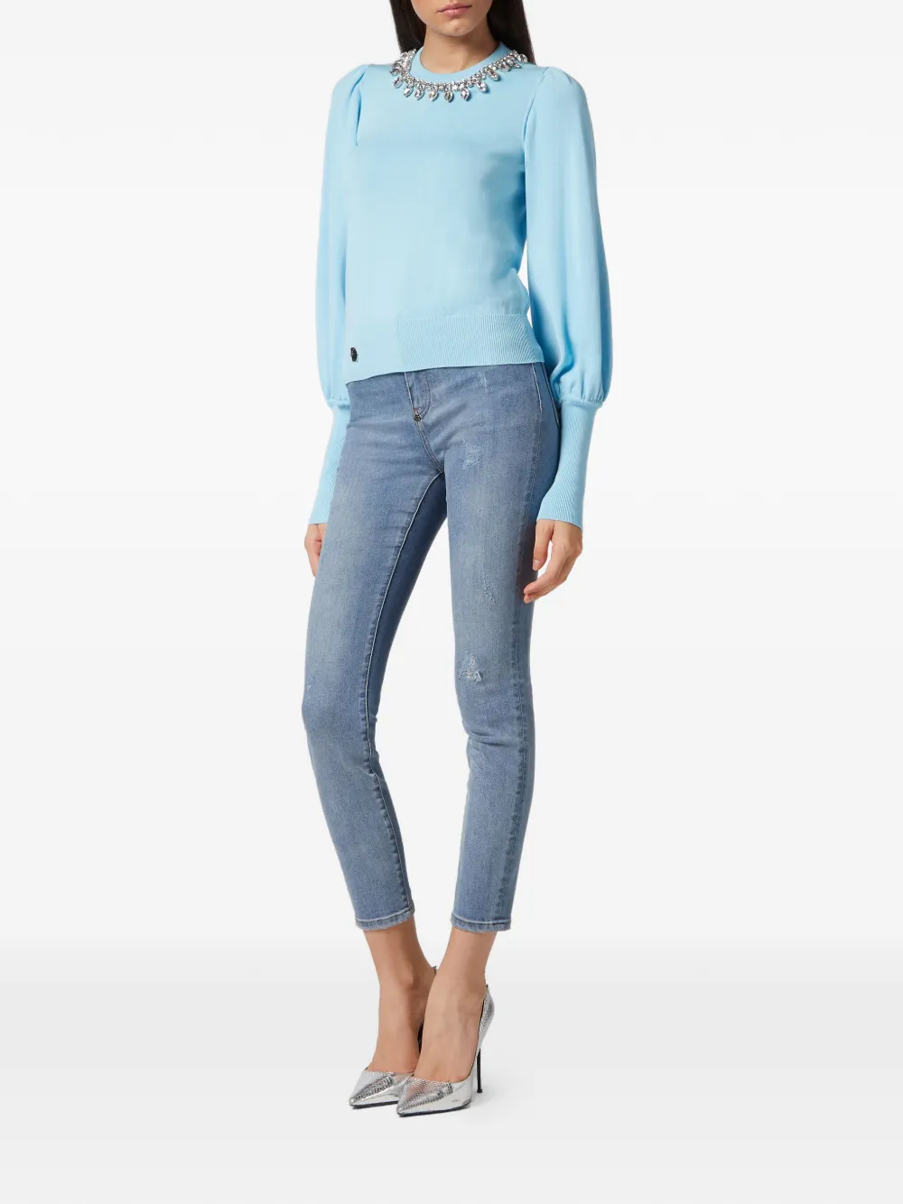  Philipp Plein Pullover Mit Strass   Blau 