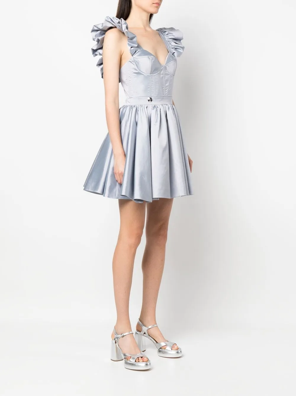 PHILIPP PLEIN RUFFLE-DETAIL SILK MINI DRESS