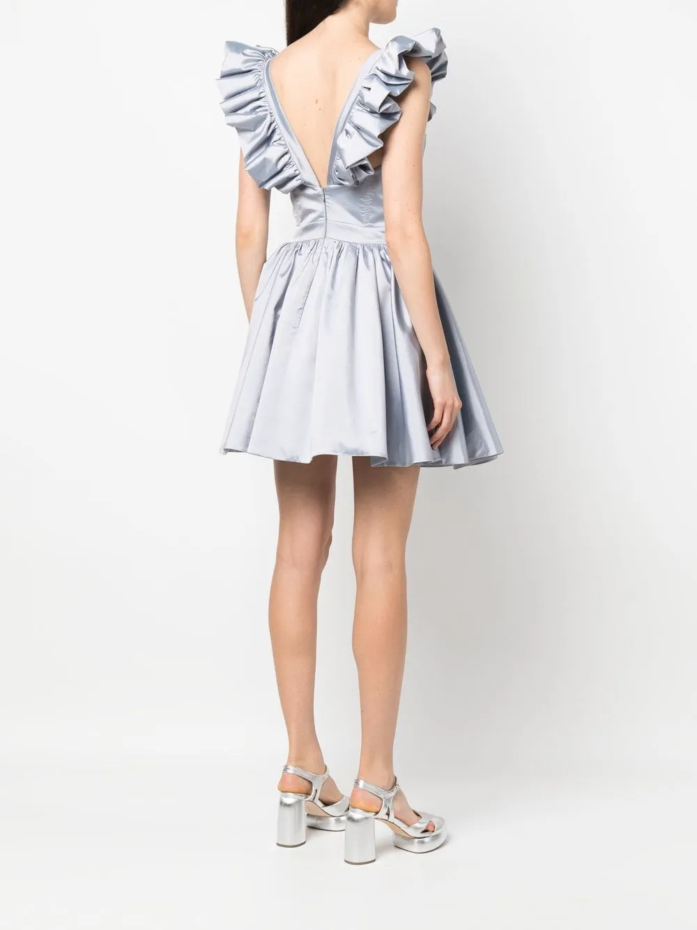 PHILIPP PLEIN RUFFLE-DETAIL SILK MINI DRESS