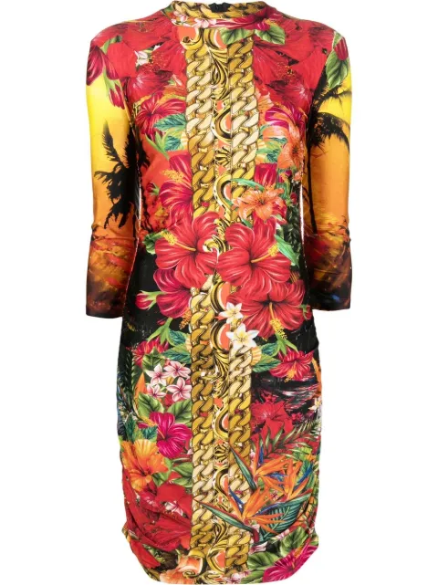 Philipp Plein Hawaii-print mock-neck dress SACCWRG2534PJY002N - 0
