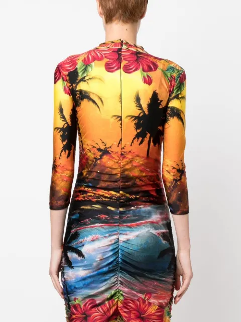 Philipp Plein Hawaii-print mock-neck dress SACCWRG2534PJY002N - 3