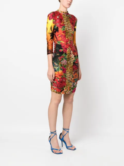 Philipp Plein Hawaii-print mock-neck dress SACCWRG2534PJY002N - 2