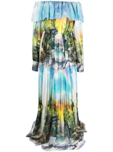 Philipp Plein Hawaii pleated maxi dress Women