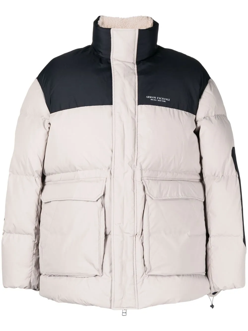 armani exchange padded zip-up jacket - neutrals