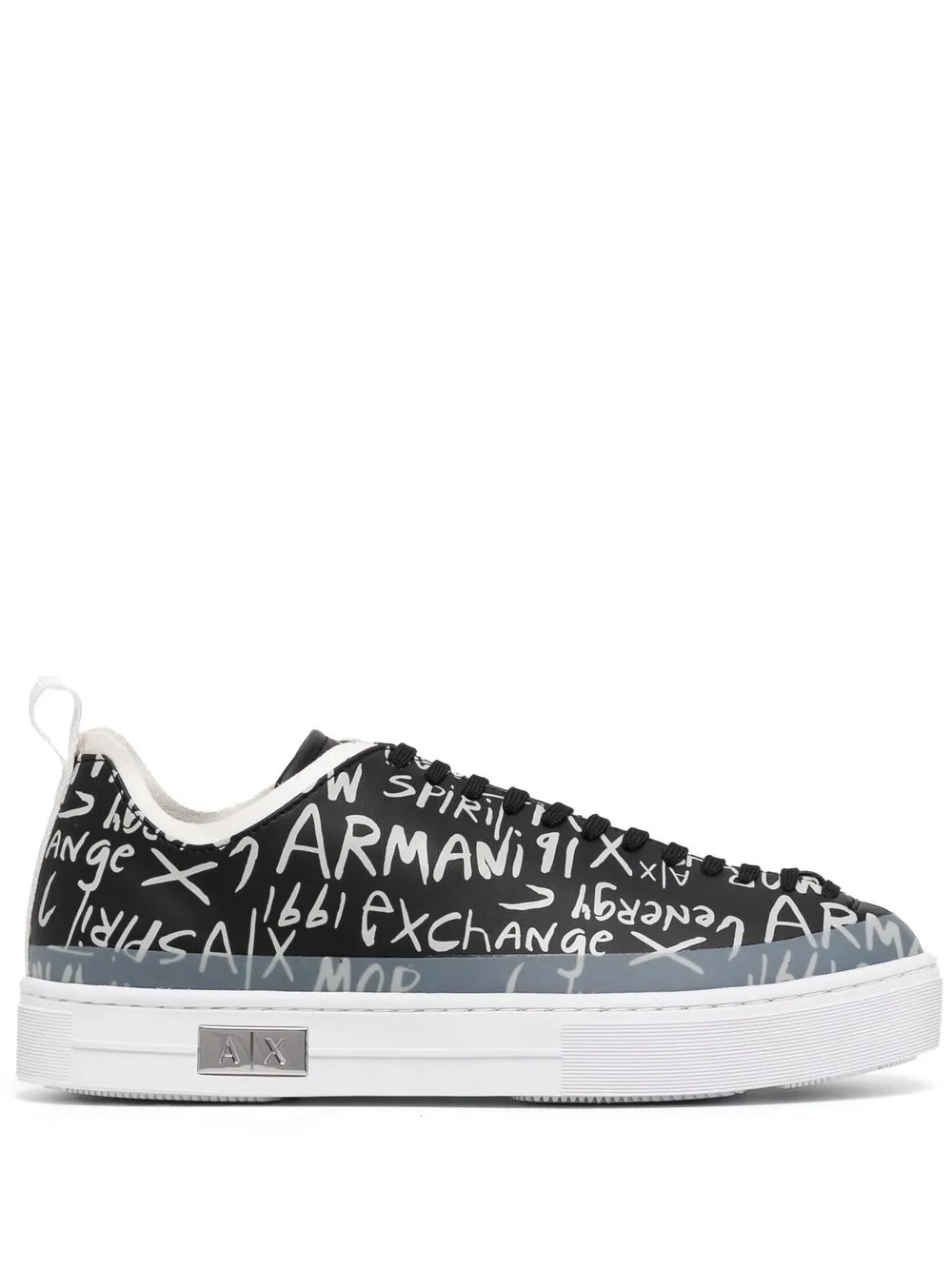 

Armani Exchange tenis con agujetas y logo - Negro