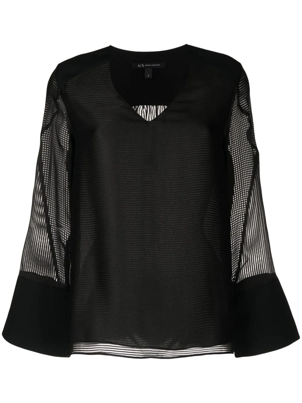 

Armani Exchange blusa semi transparente - Negro