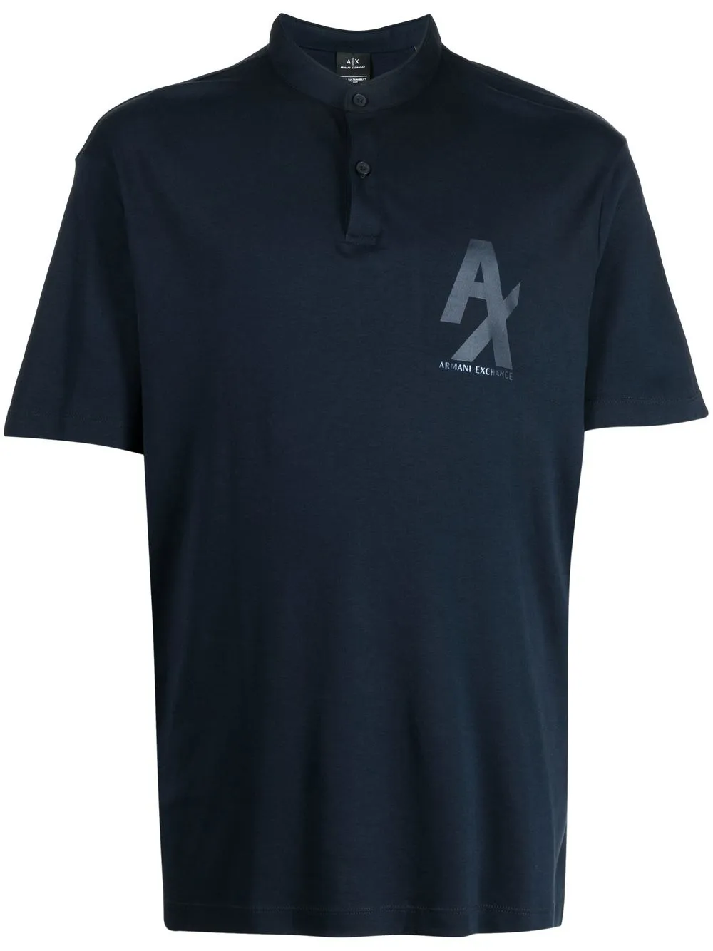 

Armani Exchange logo-print buttoned T-shirt - Blue